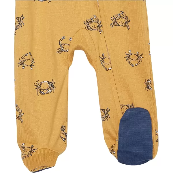 HonestBaby Sleep and Play Footed Pajamas OnePiece Sleeper Jumpsuit Zipfront PJs Organic Cotton for Baby Boys Unisex2 Crabs