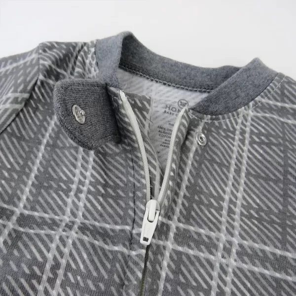 HonestBaby Sleep and Play Footed Pajamas OnePiece Sleeper Jumpsuit Zipfront PJs Organic Cotton for Baby Boys Unisex2 Grey Plaid