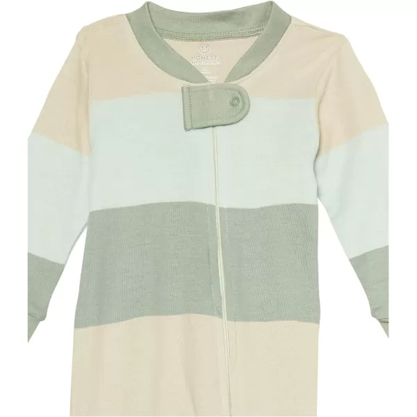 HonestBaby Sleep and Play Footed Pajamas OnePiece Sleeper Jumpsuit Zipfront PJs Organic Cotton for Baby Boys Unisex2 Jumbo Ombre Stripe Sage