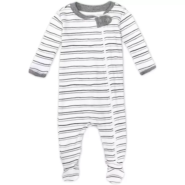 HonestBaby Sleep and Play Footed Pajamas OnePiece Sleeper Jumpsuit Zipfront PJs Organic Cotton for Baby Boys Unisex2 Tossed SkullsSketchy Stripe