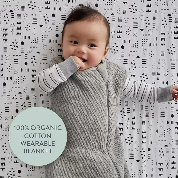 HonestBaby Wearable Blankets Sleeping Bags Swaddle Transition 100 Organic Cotton for Infant Baby Boys Girls Unisex Sage MediumLight Gray Heather Small
