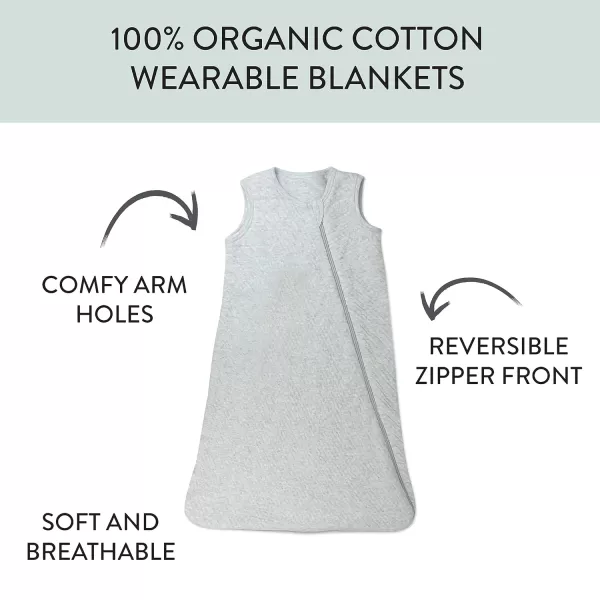 HonestBaby Wearable Blankets Sleeping Bags Swaddle Transition 100 Organic Cotton for Infant Baby Boys Girls Unisex Sage MediumLight Gray Heather Small