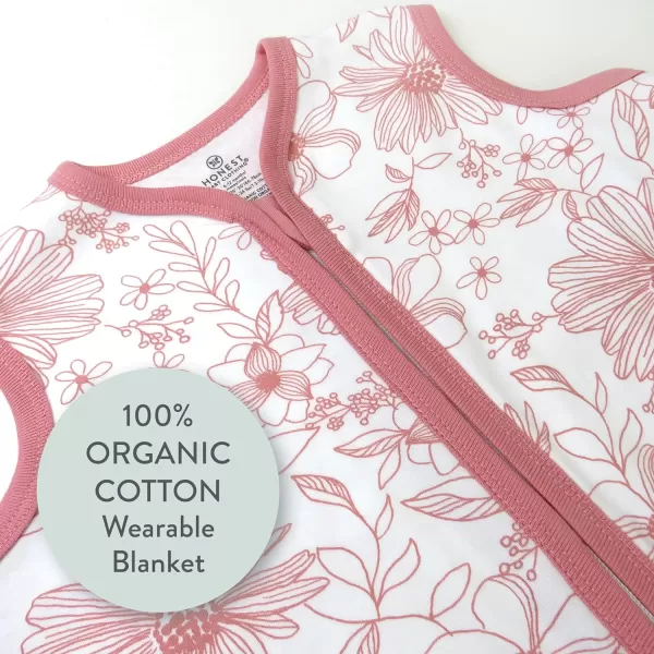 HonestBaby Wearable Blankets Sleeping Bags Swaddle Transition 100 Organic Cotton for Infant Baby Boys Girls Unisex Sage MediumSketchy Floral Pink Small