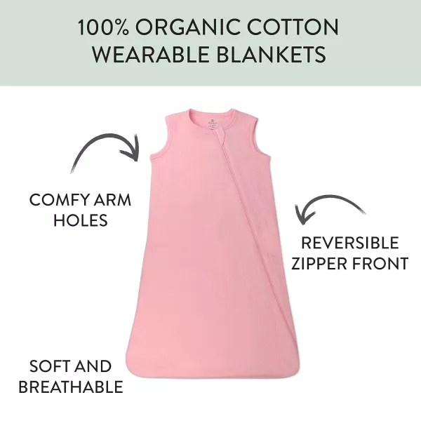 HonestBaby Wearable Blankets Sleeping Bags Swaddle Transition 100 Organic Cotton for Infant Baby Boys Girls Unisex Sage MediumStrawberry Cream Large