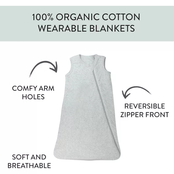 HonestBaby Wearable Blankets Sleeping Bags Swaddle Transition 100 Organic Cotton for Infant Baby Boys Girls UnisexLight Gray Heather