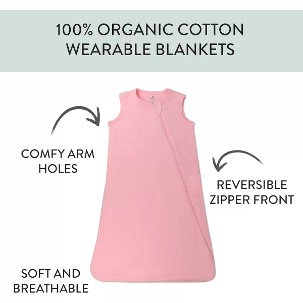 HonestBaby Wearable Blankets Sleeping Bags Swaddle Transition 100 Organic Cotton for Infant Baby Boys Girls UnisexStrawberry Cream