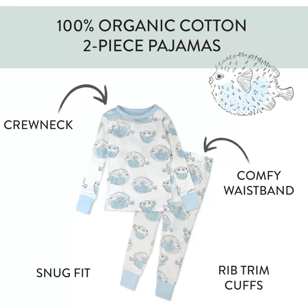 HonestBaby boys Multipack 2piece Pajamas Sleepwear Pjs 100 Organic Cotton for Infant Baby and Toddler Boys UnisexBlow Fish