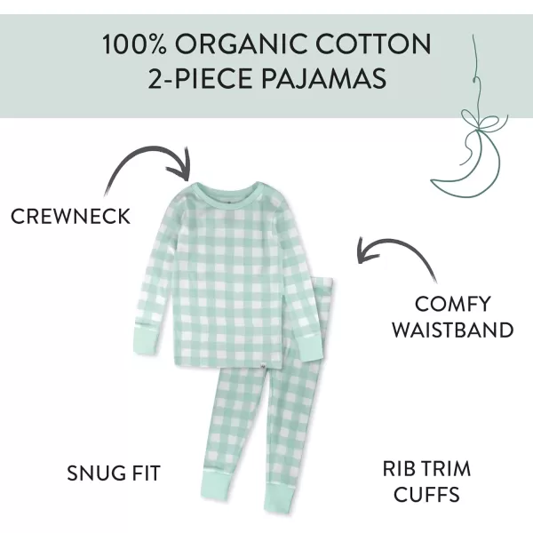 HonestBaby boys Multipack 2piece Pajamas Sleepwear Pjs 100 Organic Cotton for Infant Baby and Toddler Boys UnisexGreen Check