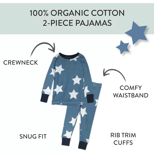 HonestBaby boys Multipack 2piece Pajamas Sleepwear Pjs 100 Organic Cotton for Infant Baby and Toddler Boys UnisexJumbo Star Blue