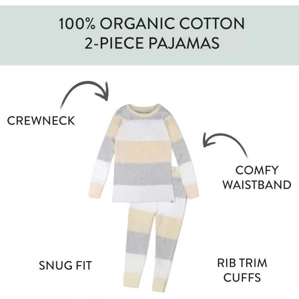 HonestBaby boys Multipack 2piece Pajamas Sleepwear Pjs 100 Organic Cotton for Infant Baby and Toddler Boys UnisexJumbo Stripe Natural