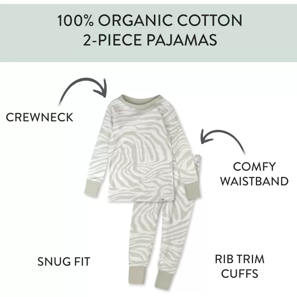 HonestBaby boys Multipack 2piece Pajamas Sleepwear Pjs 100 Organic Cotton for Infant Baby and Toddler Boys UnisexLight Zanzibar Zebra