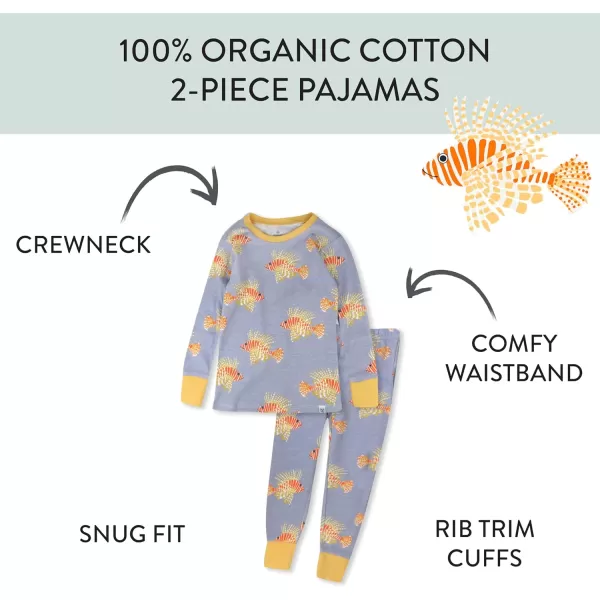 HonestBaby boys Multipack 2piece Pajamas Sleepwear Pjs 100 Organic Cotton for Infant Baby and Toddler Boys UnisexLionfish