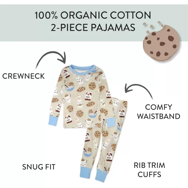 HonestBaby boys Multipack 2piece Pajamas Sleepwear Pjs 100 Organic Cotton for Infant Baby and Toddler Boys UnisexMilk N Cookies