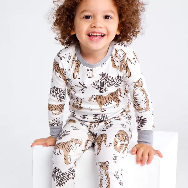 HonestBaby boys Multipack 2piece Pajamas Sleepwear Pjs 100 Organic Cotton for Infant Baby and Toddler Boys UnisexTiger Cub