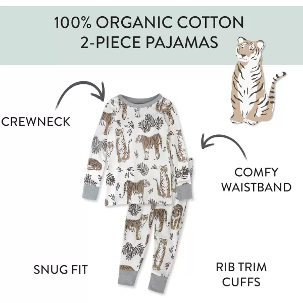 HonestBaby boys Multipack 2piece Pajamas Sleepwear Pjs 100 Organic Cotton for Infant Baby and Toddler Boys UnisexTiger Cub