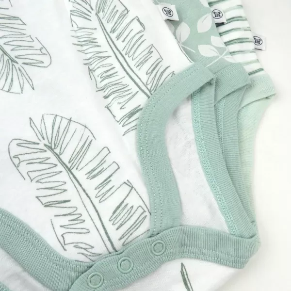 HonestBaby unisexbaby Multipack Short Sleeve Bodysuits Onepiece 100 Organic Cotton for Infant Baby Boys Girls Unisex3pack Jumbo Leaf Sage