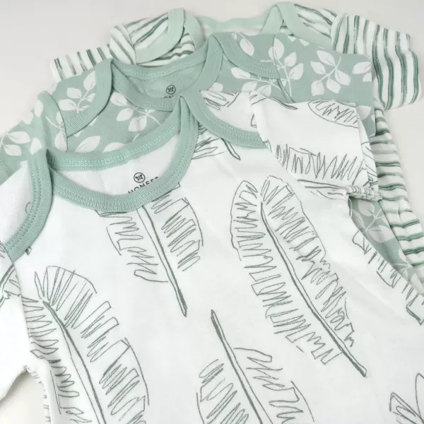 HonestBaby unisexbaby Multipack Short Sleeve Bodysuits Onepiece 100 Organic Cotton for Infant Baby Boys Girls Unisex3pack Jumbo Leaf Sage