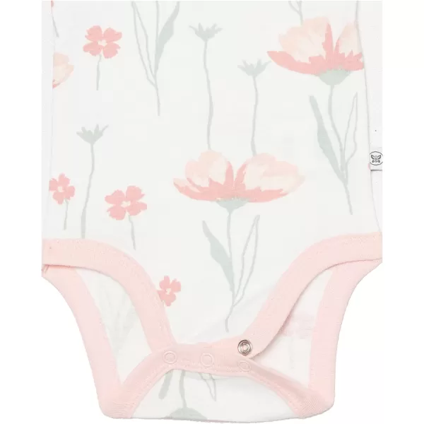 HonestBaby unisexbaby Multipack Short Sleeve Bodysuits Onepiece 100 Organic Cotton for Infant Baby Boys Girls Unisex3pack Strawberry Pink Floral