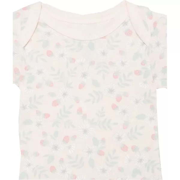 HonestBaby unisexbaby Multipack Short Sleeve Bodysuits Onepiece 100 Organic Cotton for Infant Baby Boys Girls Unisex3pack Strawberry Pink Floral