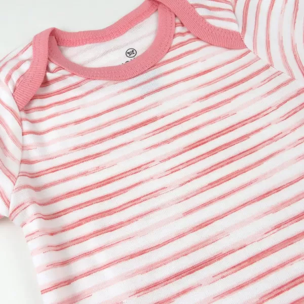 HonestBaby unisexbaby Multipack Short Sleeve Bodysuits Onepiece 100 Organic Cotton for Infant Baby Boys Girls Unisex3pack Strawberry Pink Floral