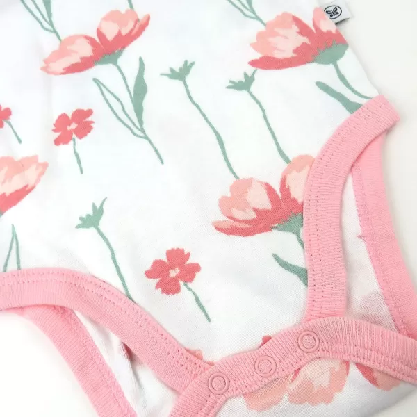 HonestBaby unisexbaby Multipack Short Sleeve Bodysuits Onepiece 100 Organic Cotton for Infant Baby Boys Girls Unisex3pack Strawberry Pink Floral