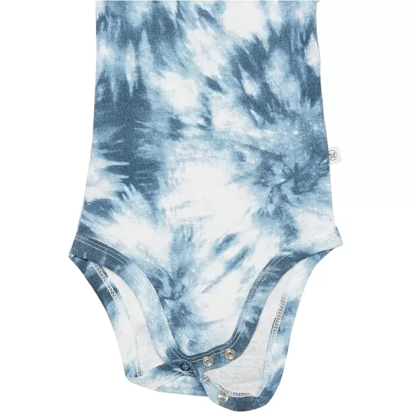 HonestBaby unisexbaby Multipack Short Sleeve Bodysuits Onepiece 100 Organic Cotton for Infant Baby Boys Girls Unisex3pack Tie Dye Blues