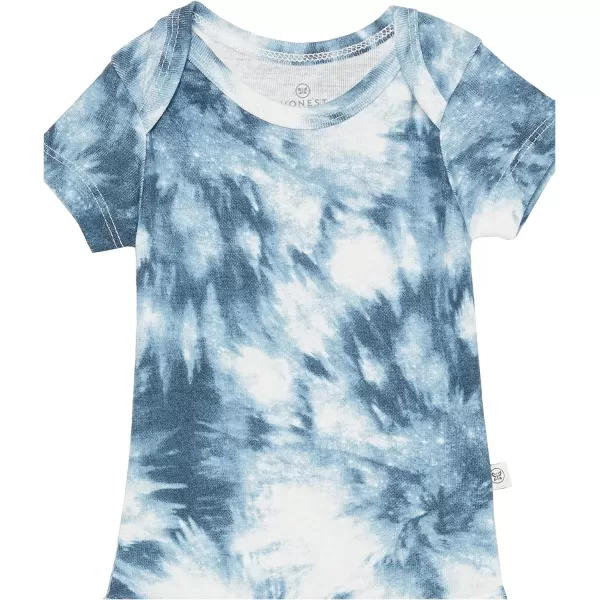 HonestBaby unisexbaby Multipack Short Sleeve Bodysuits Onepiece 100 Organic Cotton for Infant Baby Boys Girls Unisex3pack Tie Dye Blues