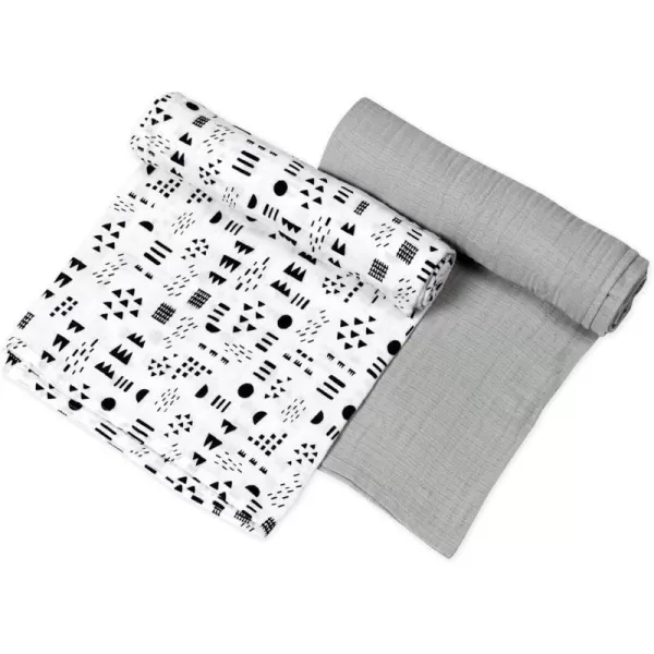 HonestBaby 2Pack Organic Cotton Swaddle Blankets Watercolor WorldNavy One Size A251B2pack Pattern PlayGray One Size