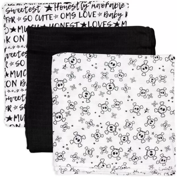 HonestBaby 2Pack Organic Cotton Swaddle Blankets Watercolor WorldNavy One Size A251B3pack Tossed Skulls One Size