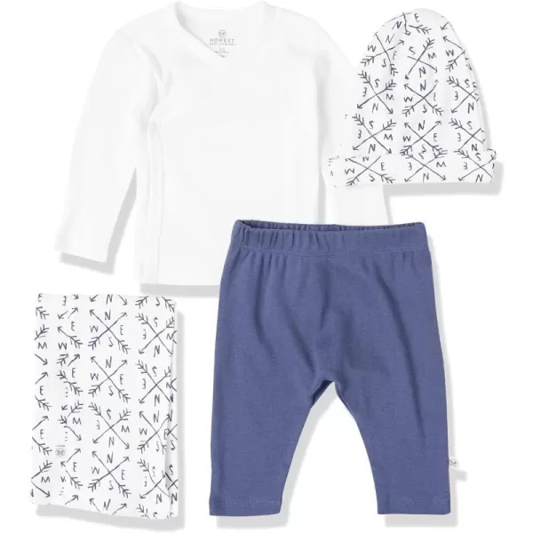 HonestBaby 4Piece Take Me Home Newborn Layette Gift Set for Infant Boys Girls Unisex Baby 100 Organic CottonCompass
