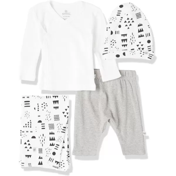 HonestBaby 4Piece Take Me Home Newborn Layette Gift Set for Infant Boys Girls Unisex Baby 100 Organic CottonPattern Play