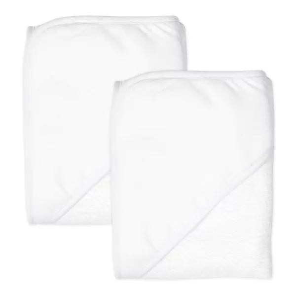 HonestBaby Baby 2Pack Organic Cotton Hooded Towels Watercolor WorldNavy One SizeOne Size Bright White