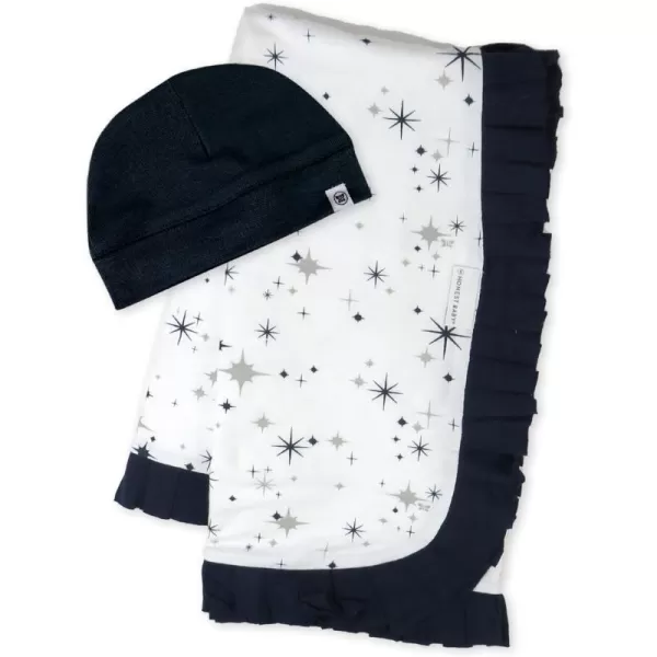 HonestBaby Clothing Infant Organic Cotton Reversible Baby Blanket Watercolor World One SizeQuilted Baby Blankets Reversible Organic Cotton for Infant Boys Girls Unisex Jumbo Twinkle Star Navy Stroller Blanket One Size