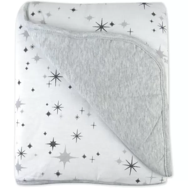 HonestBaby Clothing Infant Organic Cotton Reversible Baby Blanket Watercolor World One SizeQuilted Baby Blankets Reversible Organic Cotton for Infant Boys Girls Unisex Twinkle Star Lt G Heather Reversible Quilted Blanket One Size
