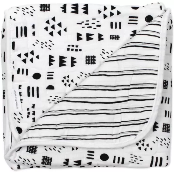HonestBaby Clothing Infant Organic Cotton Reversible Baby Blanket Watercolor World One SizeQuilted Baby Blankets Reversible Organic Cotton for Infant Boys Girls Unisex Pattern PlaySketchy StripeHand Quilted Blanket One Size