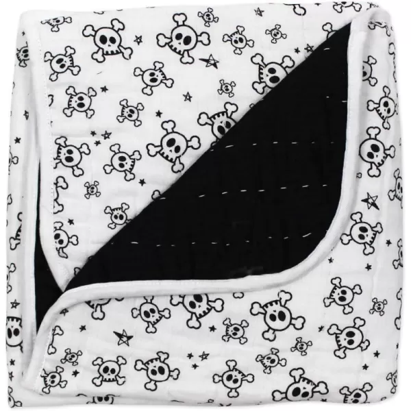 HonestBaby Clothing Infant Organic Cotton Reversible Baby Blanket Watercolor World One SizeQuilted Baby Blankets Reversible Organic Cotton for Infant Boys Girls Unisex Tossed SkullsBlack Hand Quilted Blanket One Size