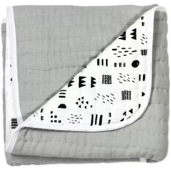 HonestBaby Clothing Infant Organic Cotton Reversible Baby Blanket Watercolor World One SizeQuilted Baby Blankets Reversible Organic Cotton for Infant Boys Girls Unisex Pattern PlayGray Hand Quilted Blanket One Size