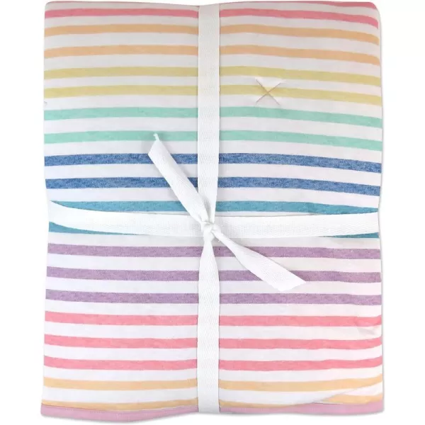 HonestBaby Clothing Infant Organic Cotton Reversible Baby Blanket Watercolor World One SizeQuilted Baby Blankets Reversible Organic Cotton for Infant Boys Girls Unisex Rainbow Stripe Reversible Blanket One Size