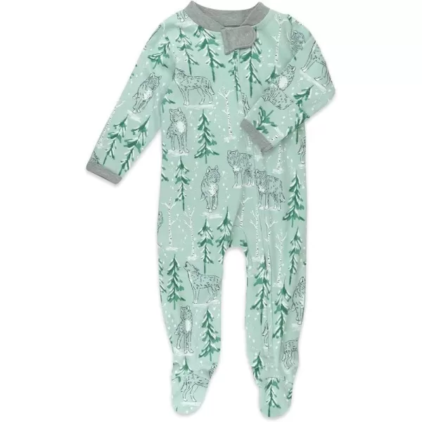 HonestBaby Footed Sleep amp Play Pajamas Organic Cotton for Infant Baby Boys LEGACY1 Mountain Stripe Blue