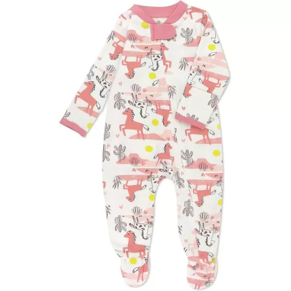 HonestBaby Footed Sleep amp Play Pajamas Organic Cotton for Infant Baby Girls LEGACY1 Vintage Ponies