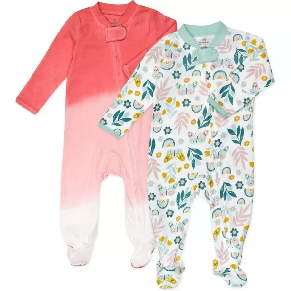 HonestBaby Footed Sleep amp Play Pajamas Organic Cotton for Infant Baby Girls LEGACY2 Butterfly Garden