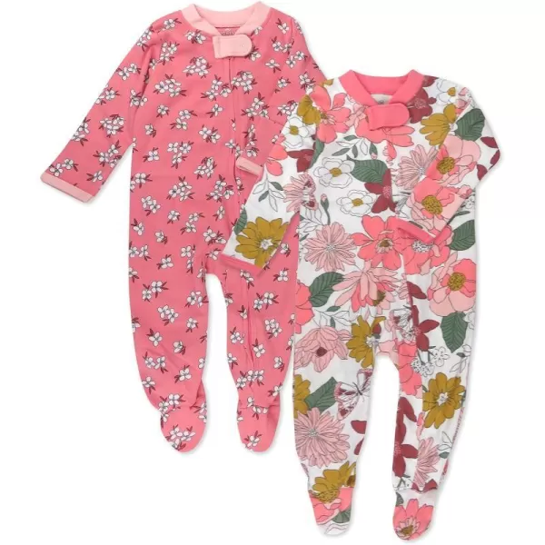 HonestBaby Footed Sleep amp Play Pajamas Organic Cotton for Infant Baby Girls LEGACY2 Color Me Happy