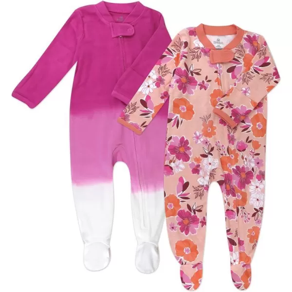 HonestBaby Footed Sleep amp Play Pajamas Organic Cotton for Infant Baby Girls LEGACY2 Dreamy Floral Pink Peach