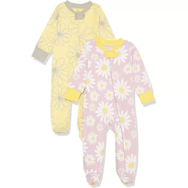 HonestBaby Footed Sleep amp Play Pajamas Organic Cotton for Infant Baby Girls LEGACY2 Jumbo Daisy Lavender
