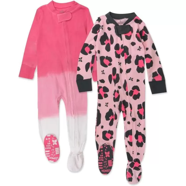 HonestBaby Footed Sleep amp Play Pajamas Organic Cotton for Infant Baby Girls LEGACY2 Jumbo Leopard Pink
