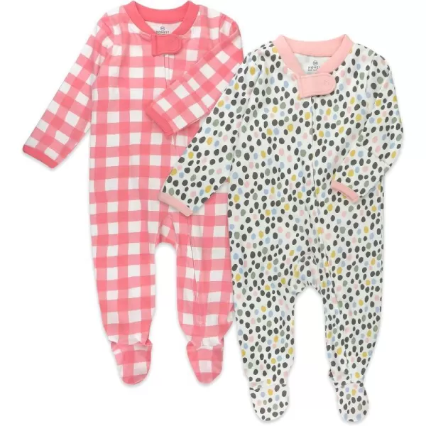 HonestBaby Footed Sleep amp Play Pajamas Organic Cotton for Infant Baby Girls LEGACY2 Multi Pebble