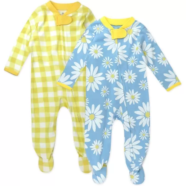 HonestBaby Footed Sleep amp Play Pajamas Organic Cotton for Infant Baby Girls LEGACY2 Yellow Painted Buffalo Check
