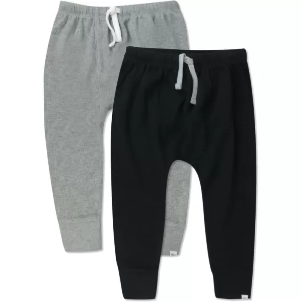 HonestBaby Honest Pants Joggers Pull on 100 Organic Cotton for Infant Baby and Toddler Boys Girls Unisex2pack Black Night Waffle