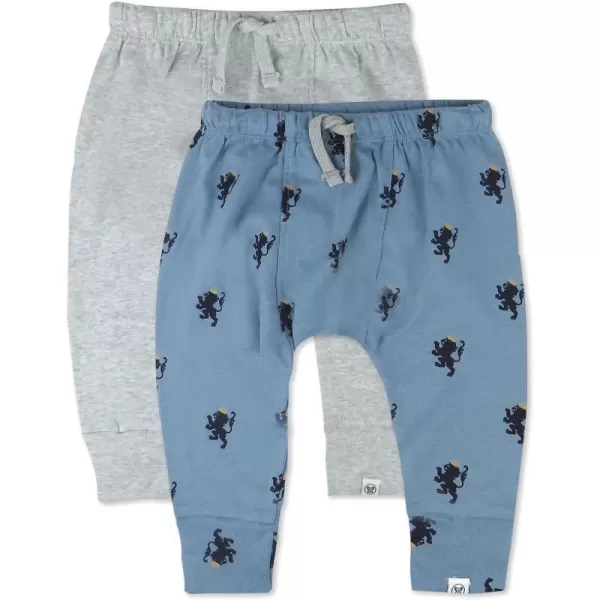 HonestBaby Honest Pants Joggers Pull on 100 Organic Cotton for Infant Baby and Toddler Boys Girls Unisex2pack Blue Lion Crest
