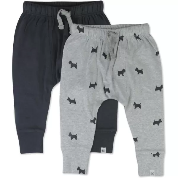 HonestBaby Honest Pants Joggers Pull on 100 Organic Cotton for Infant Baby and Toddler Boys Girls Unisex2pack Grey Scotty Dog